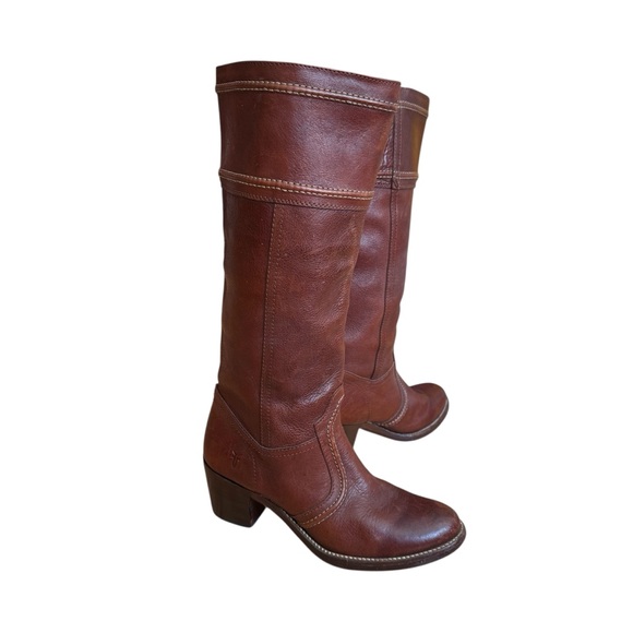 FRYE AND CO. Jane Stiched Tall Brown Boot - Picture 3 of 16